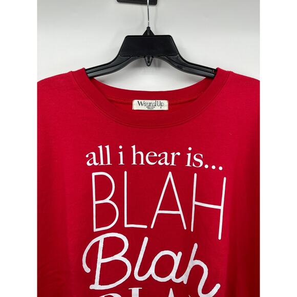 Wound Up All I Hear is Blah Blah Blah Red Pullover Sweatshirt Sweater NEW XXL - Picture 6 of 8